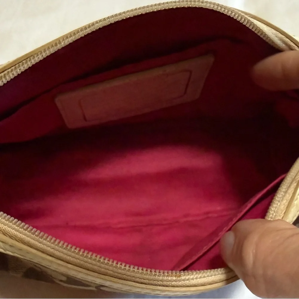 Vintage Coach Signature Stripe Cosmetic Bag/ Pouch - Picture 5 of 6